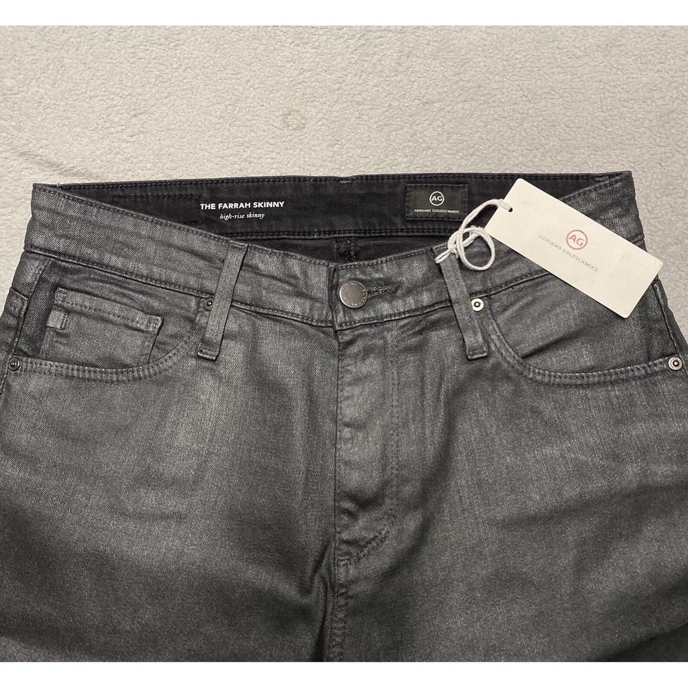 Adriano‎ Goldschmied Jeans Womens 27 R Black Silver Farrah Skinny High Rise NEW